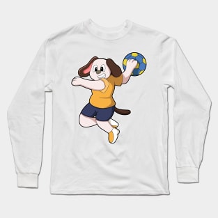 Dog as Handball player with Handball Long Sleeve T-Shirt